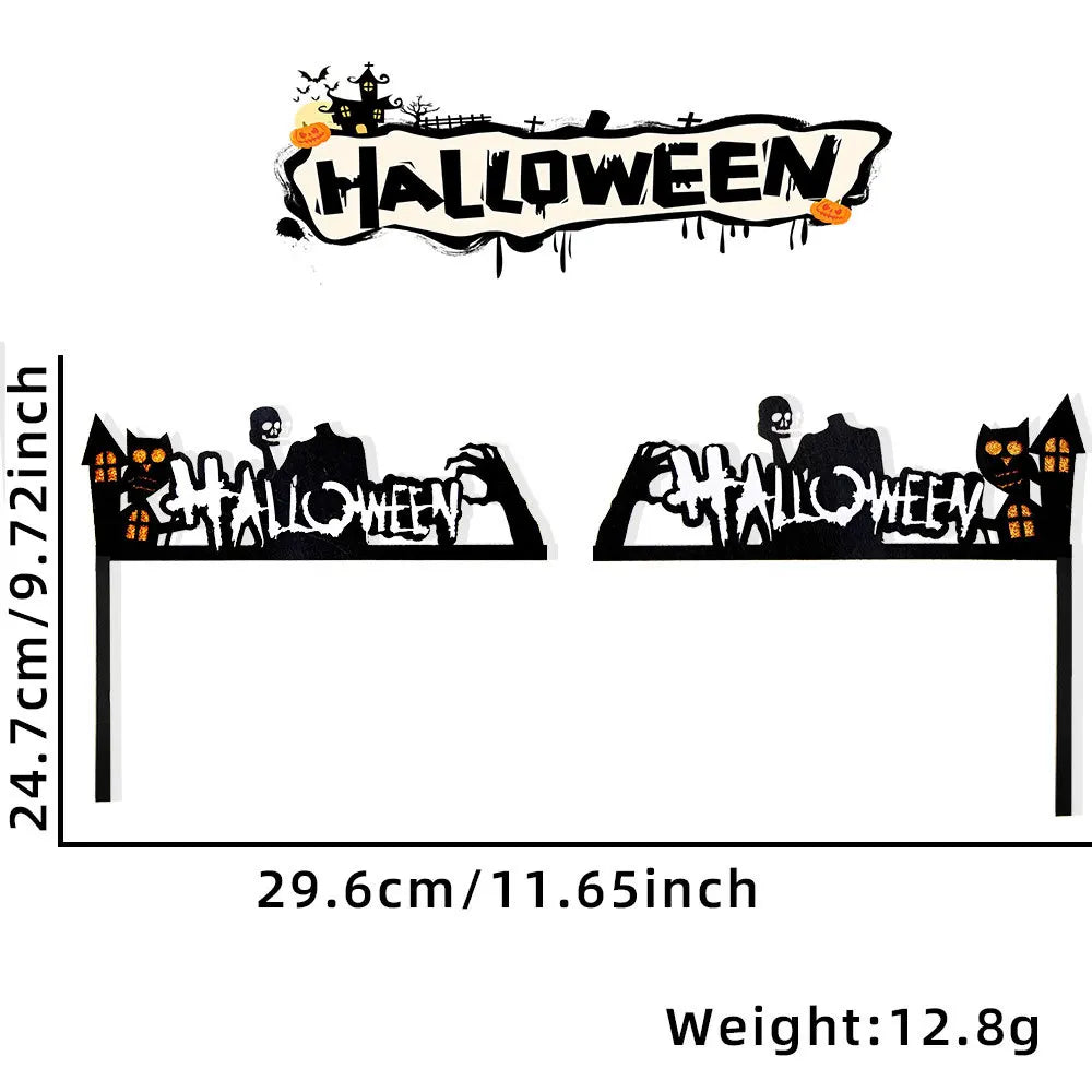 Halloween Door & Window Corner Sticker Decorations – Bats, Pumpkins & Spider Web Non-Woven Frame Decor – 10 Styles