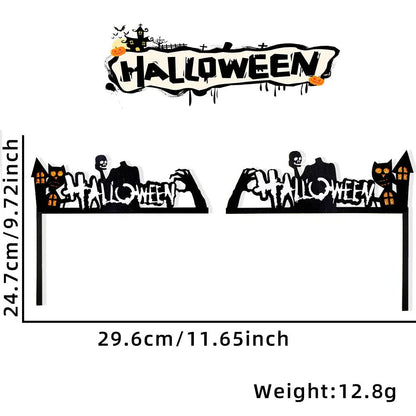 Halloween Door & Window Corner Sticker Decorations – Bats, Pumpkins & Spider Web Non-Woven Frame Decor – 10 Styles