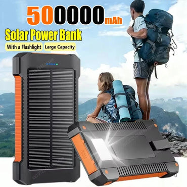 500000mAh Solar Power Bank Fast Charging Portable External Battery for iOS and Android Phones