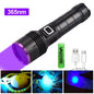 365nm UV Flashlight USB Rechargeable 26650 Battery Waterproof Purple Light Pet Urine & Stain Detector