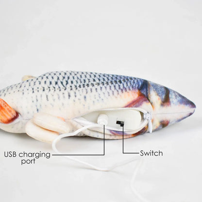 USB Rechargeable Floppy Fish Cat Toy - Interactive Electronic Plush Fish for Cats & Dogs