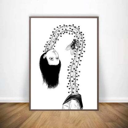 Black And White Ito Junji Tomie Poster HD Art Sticky Wall Waterproof Home Living Room Bar Decoration
