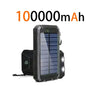 200000mAh Waterproof Solar Power Bank 20W Dual USB Portable Charger with LED Display & Flashlight for Camping