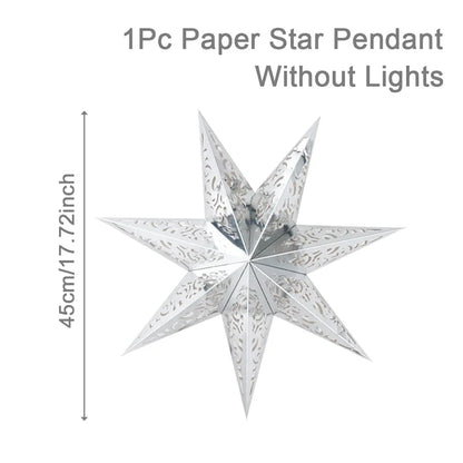 30-75cm Hollow Star Hanging Pendant Eid Mubarak Christmas Ramadan Decoration 2024 Islamic Muslim Party Decor Ramadan Kareem Gift