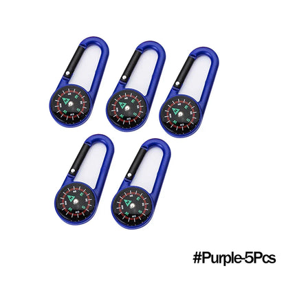 Mini Compass Carabiner Keychain — Camping & Hiking Backpack Buckle Survival Tool