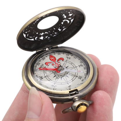 Brass Pocket Compass — Portable Camping & Hiking Navigation Keychain