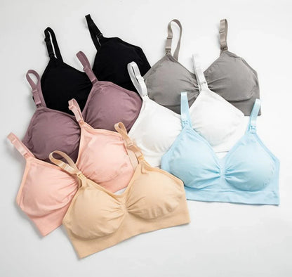 3-Pack Seamless Maternity Nursing Bras – Wireless Breathable Nursing Bra with Removable Pads & Front/Back Closure
