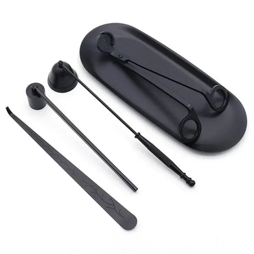 Black Candle Care Kit — Wick Trimmer, Snuffer, Scissors, Hook & Tray (5 Style Options)