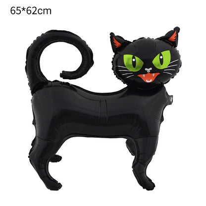4D Halloween Black Cat Foil Balloon – Standing Cartoon Green-Eyed Cat Aluminum Foil Party Decoration – 3 Design Options
