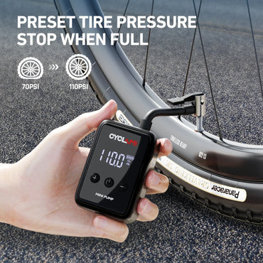 150 PSI (10.3 bar) Portable Mini Electric Tire Inflator – Rechargeable Pocket Air Pump for Bike Presta & Schrader Valves, Digital Display
