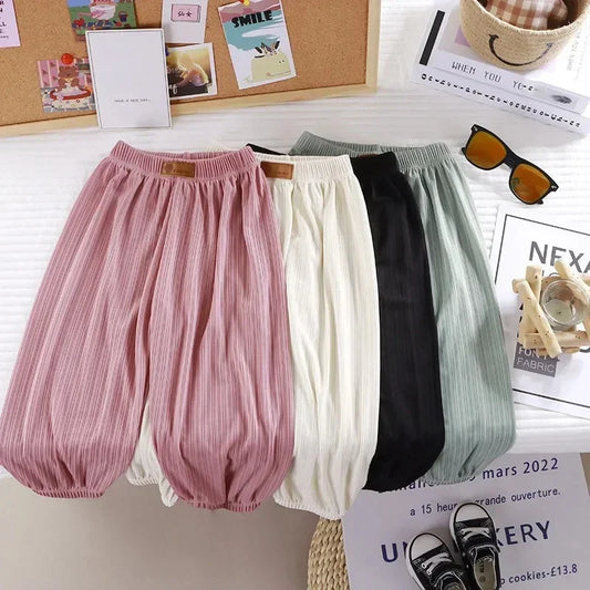 Summer Breathable Mosquito-Repellent Candy Color Baby & Kids Pants with Elastic Waist