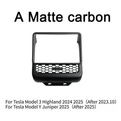Rear Screen Cover Protector Frame Back Air Vent Trim White ABS Car Interior Accessory for Model Y Juniper