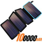 200,000mAh Solar Power Bank with Folding Solar Panels 120W Portable Charger with Built-in Cables USB-C USB-A Lightning Flashlight Digital Display for iPhone Android