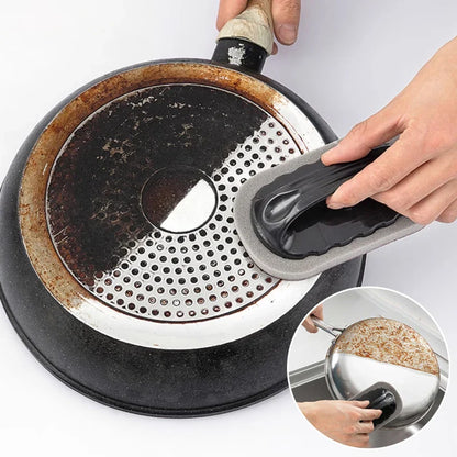 Nano Emery Sponge Cleaning Brush with Handle – Multi-Purpose Kitchen & Bath Eraser for Rust, Stains & Knife Sharpening