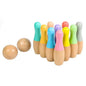 Wooden Kids Bowling Set - Indoor & Outdoor Toddler Bowling Game, 10 Pins & 2 Balls