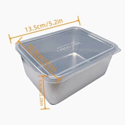 Thickened Square Plate Stainless Steel Rectangular Food Storage Pan With Lid Commercial Dish Tray Freshing Lunch Box Container