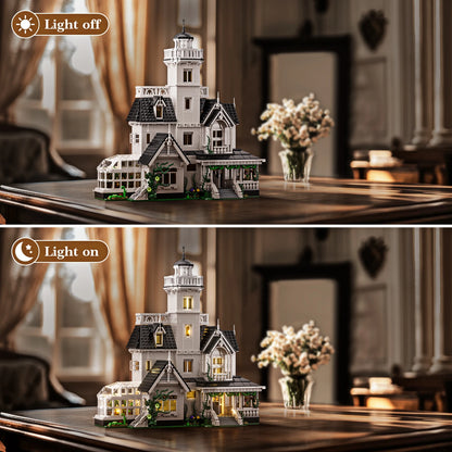 Victorian Magic House Building Set with LED Light – 1,877-Piece Block Model for Adults