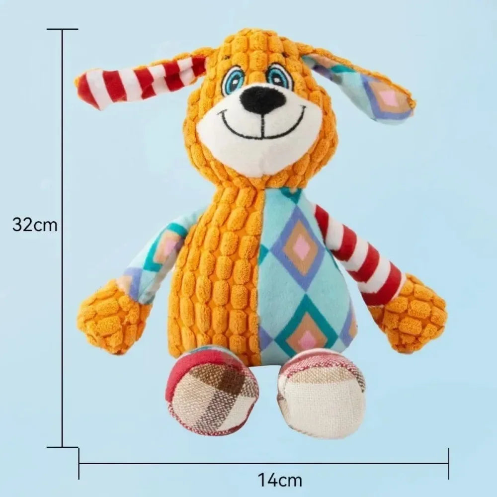 Cute Fox & Elephant Plush Dog Toy - Interactive Squeaky Chew & Teeth Cleaner