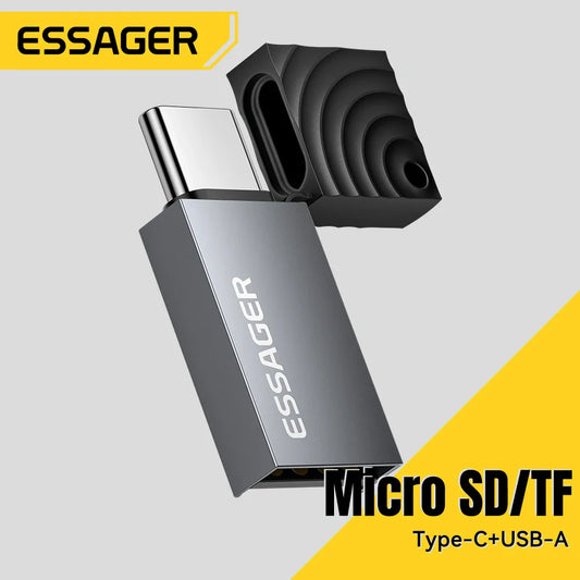 2-in-1 Mini USB-C & USB 2.0 Micro SD/TF Memory Card Reader Adapter, Portable Plug-and-Play for iPhone, Huawei, MacBook, iPad