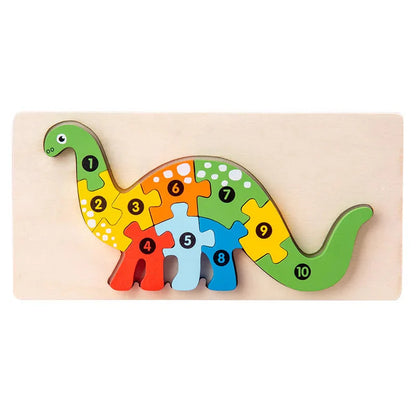 3D Montessori Wooden Dinosaur Puzzle Toy