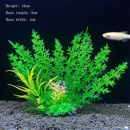 Artificial Aquarium Plants – Plastic Underwater Green Shrubs with Resin Base, Fish Tank Decoration