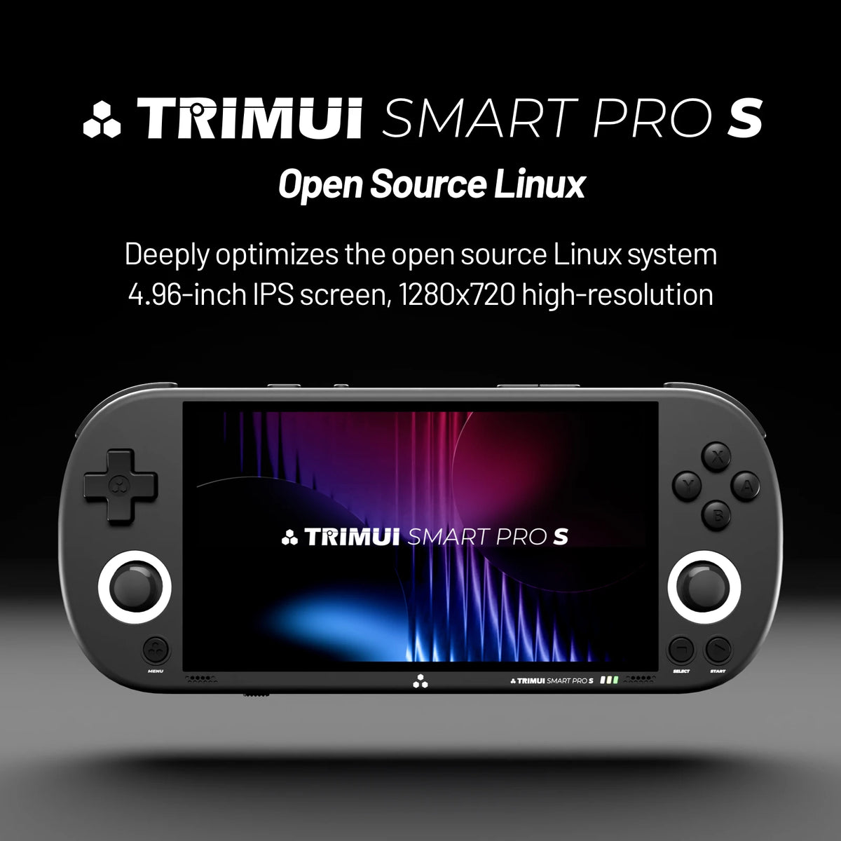 TRIMUI Smart Pro S Handheld Game Console - 4.96" 720p IPS, TMR Hall Joysticks, Active Cooling, 5000mAh, 6 Colors