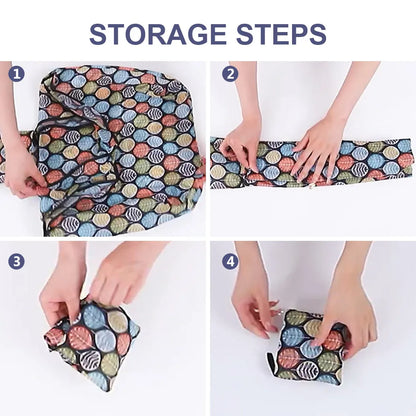 Foldable Reusable Grocery Tote Bag, Lemon Print Eco-Friendly Travel & Beach Pouch