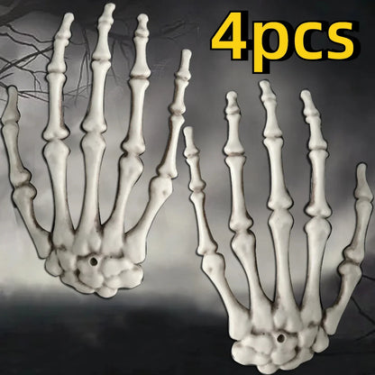 Plastic Skeleton Hand Decoration, 12 x 9cm, 2 or 4 Pieces