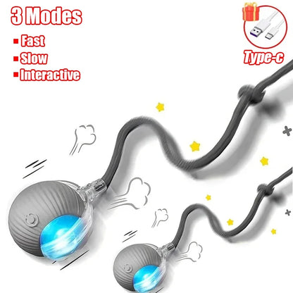 Rechargeable Interactive Cat Ball with Tail 1-3 Pack Automatic Rolling Pet Toy Imitates Mouse
