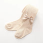 Baby Girls Cotton Mesh Tights with Bowknot - Infant & Toddler Pantyhose 0-4 Years