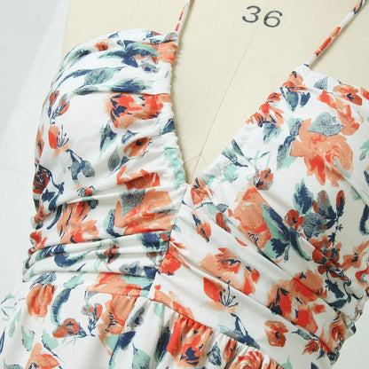 Women's Sleeveless V-Neck Casual Maxi Dress – Solid Color Spaghetti Strap A-Line Summer Dress