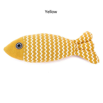 Burlap Fish Cat Toy — Interactive Chew-Resistant Teeth-Cleaning Fish Toy for Cats