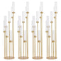 4-Pack 7-Arm Gold Floor Candelabra, 48 in (122 cm) Tall Metal Wedding Centerpiece with Removable Acrylic Shades