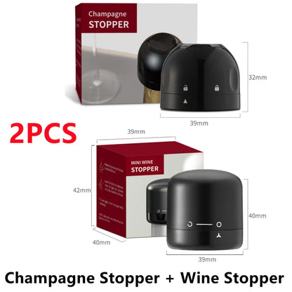 2-Pack Vacuum Wine Bottle Stoppers Silicone Champagne Sealers Reusable Wine Preserver & Bar Tool