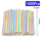 Multicolor Flexible Plastic Drinking Straws — Reusable Cocktail & Boba Straws 8.3 in (21 cm) x 0.2 in (5 mm) — Packs 50–6000 for Parties & Weddings