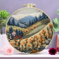 Beginners Hand Embroidery Kit - Mountain & Moon Landscape with Fabric & Threads