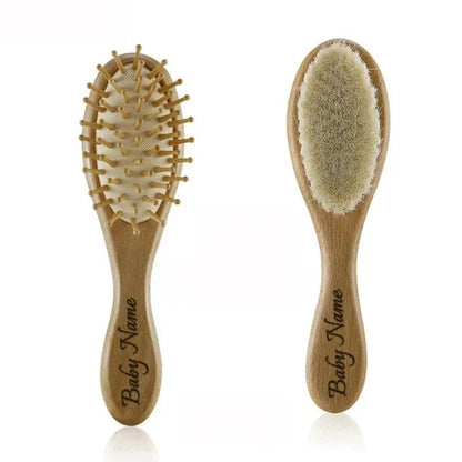 Personalized Wooden Baby Brush – Custom Name Wool Comb for Kids