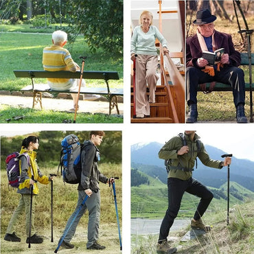 Adjustable Foldable Flower-Top Aluminum Walking Cane – T-Handle Portable Hiking Stick, 32–36 in (82–92 cm)