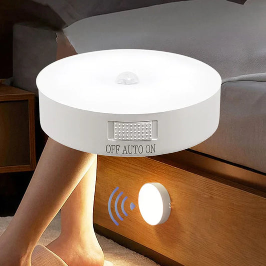 Motion Sensor LED Night Light USB Rechargeable — Motion-Activated Nightlight for Kitchen, Bedroom, Stairs, Closet, Hallway, Wardrobe