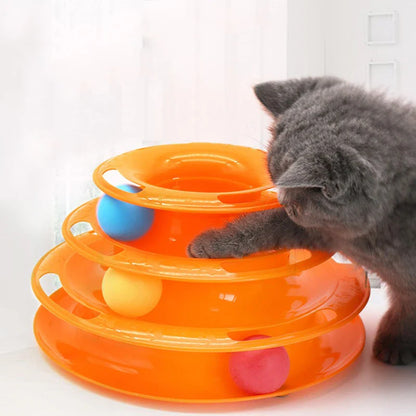 Interactive Cat Turntable Toy — 3- or 4-Layer Spinning Teaser for Cats, Self-Play Boredom Reliever