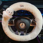 Kawaii Cute Dog Cartoon Steering Wheel Cover 15 in (38 cm) Plush Anti-Slip Warm Car Interior Accessory