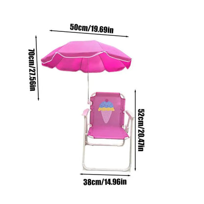 Kids' Folding Beach Chair with Umbrella and 50 kg Load Limit