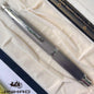 Push-Button Retractable Fountain Pen — Metal Body, Clip & Converter, EF/F Nib 0.5mm (0.02in) — Black/White