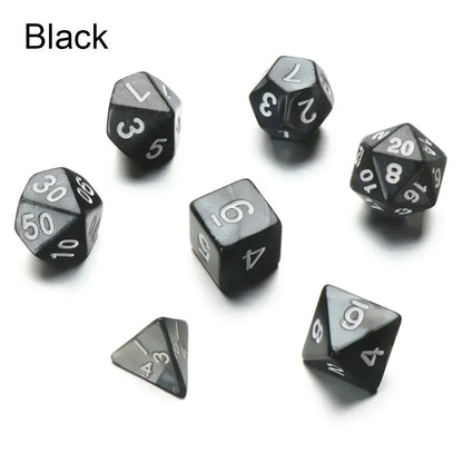 7-Piece Black Polyhedral Dice Set for D&D TRPG Tabletop RPG, Board & Card Games