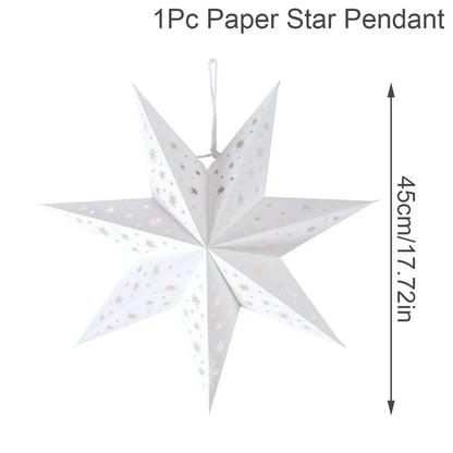 30-75cm Hollow Star Hanging Pendant Eid Mubarak Christmas Ramadan Decoration 2024 Islamic Muslim Party Decor Ramadan Kareem Gift