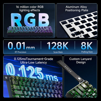 68‑Key 60% Magnetic Switch Mechanical Gaming Keyboard – Hot‑Swappable, 0.01mm Rapid Trigger, RGB Backlight, Wired USB