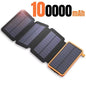 200,000mAh Solar Power Bank with Folding Solar Panels 120W Portable Charger with Built-in Cables USB-C USB-A Lightning Flashlight Digital Display for iPhone Android