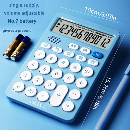 12-Digit Solar Calculator Large Key Portable Financial & Business Calculator for Students
