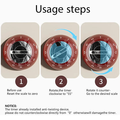 Magnetic 60-Minute Mechanical Kitchen Timer, Loud 70dB Countdown Alarm, No-Battery Cooking & Baking Timer