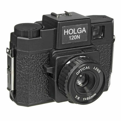 120 Medium Format Retro Lomo Film Camera - Manual Point & Shoot with Flash (Black)